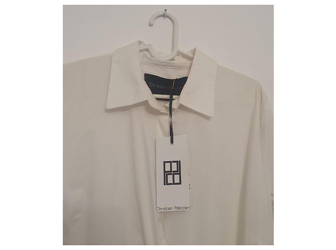 Autre Marque Christian Pellizzari Hemdblusenkleid Weiß Blau - Ansicht 7