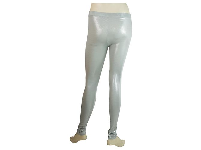 Autre Marque Delphine Murat Pantalone Leggings Glitterato Celeste Celeste Blu chiaro - vista 2