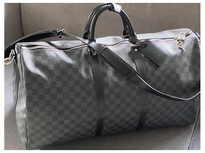 Abbesses Louis Vuitton Borsa a tracolla Keepall 55 Grigio antracite - vista 5
