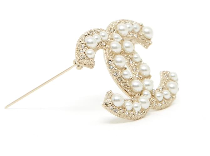 Chanel SPILLA IN DIAMANTI E PERLE CC D'oro - vista 2