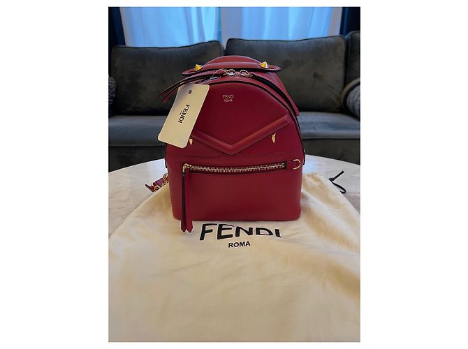 Zucchino Fendi Leather Backpack Red Gold Hardware - view 2