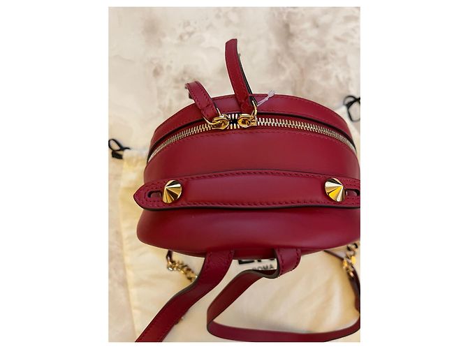 Zucchino Fendi Leather Backpack Red Gold Hardware - view 8