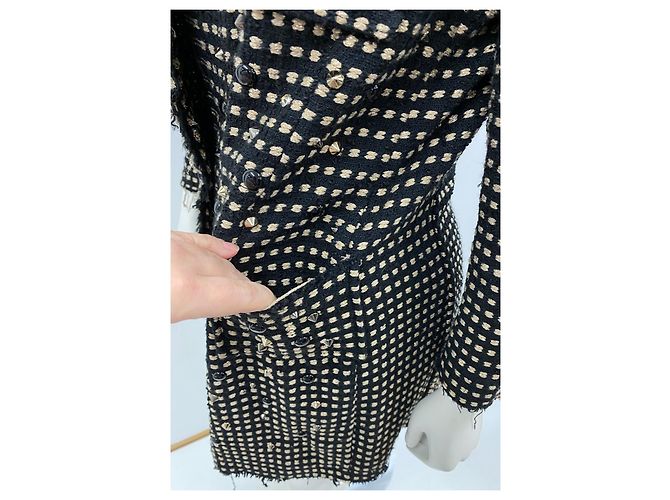 Abrigo de punto Shirtaporter negro con hilo dorado - vista 10