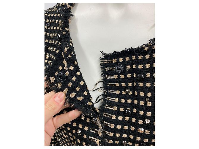 Abrigo de punto Shirtaporter negro con hilo dorado - vista 5
