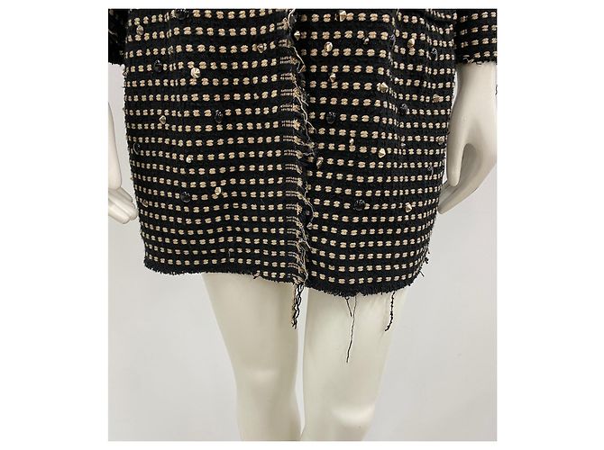 Abrigo de punto Shirtaporter negro con hilo dorado - vista 7