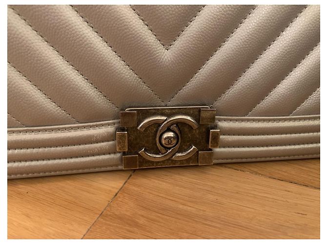 Chanel Boy Bag in pelle caviar grigia Grigio - vista 6