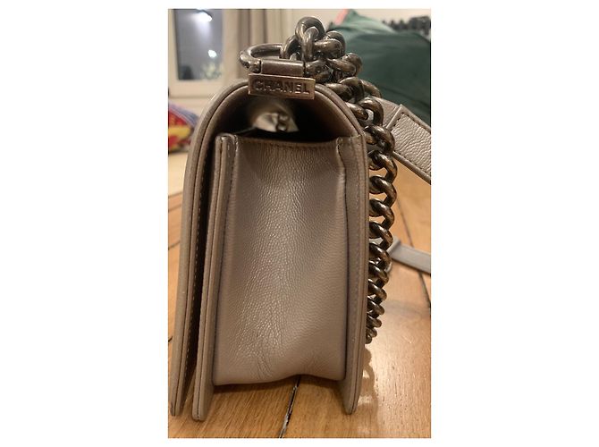 Chanel Boy Bag in pelle caviar grigia Grigio - vista 7