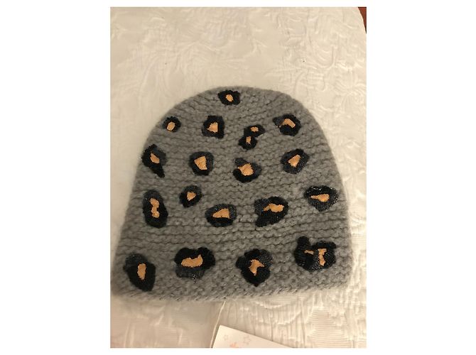 Jennifer Behr Leopard Embroidery Wool Hat Grey - view 2