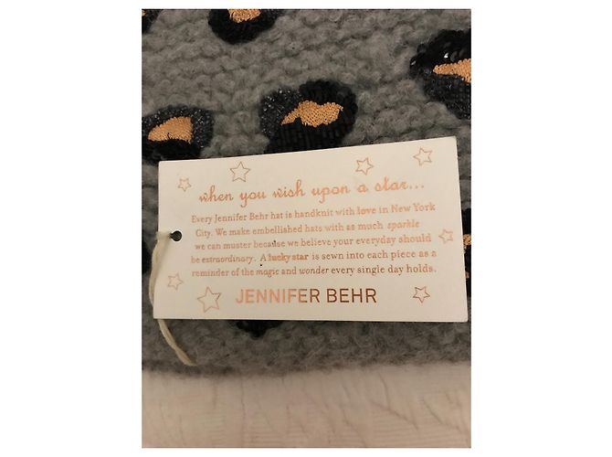 Jennifer Behr Leopard Embroidery Wool Hat Grey - view 5
