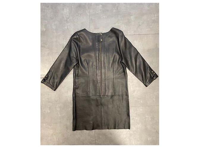 Vestido de piel Sandro negro - vista 2
