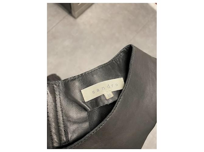 Vestido de piel Sandro negro - vista 3