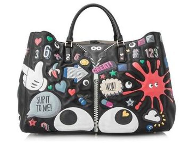 Anya Hindmarch Ebury All Over Sticker Tote Nero - vista 2