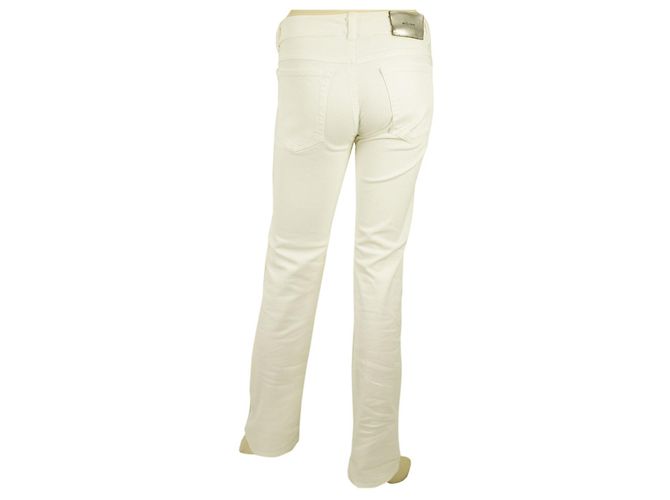 Calça Kiton Branco Calça Clássica de Algodão Baumwalle Cigarette - sz 40 - vista 2