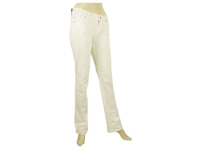 Calça Kiton Branco Calça Clássica de Algodão Baumwalle Cigarette - sz 40 - vista 3