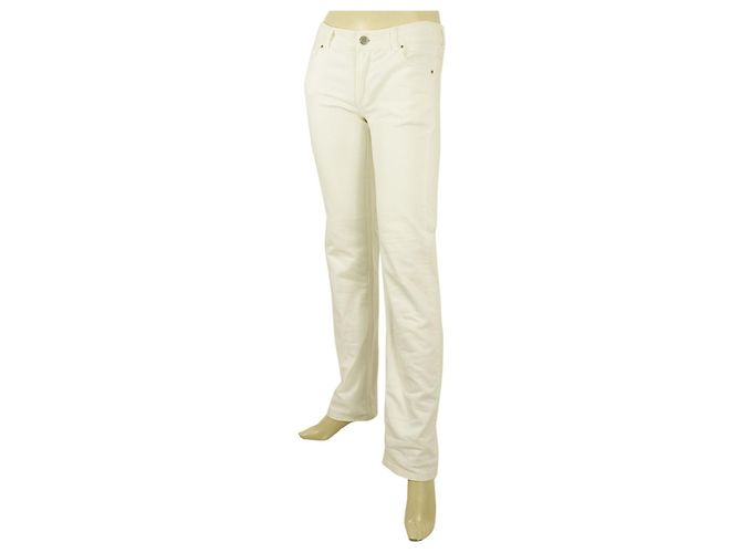 Calça Kiton Branco Calça Clássica de Algodão Baumwalle Cigarette - sz 40 - vista 4