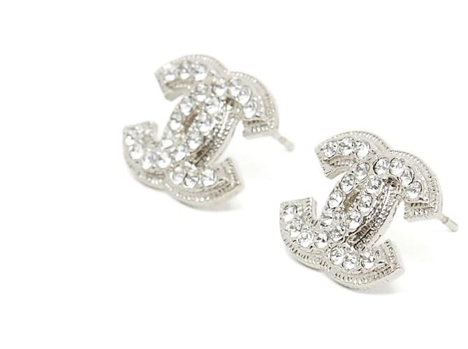 Chanel Strass argento borchia CC medi - vista 2
