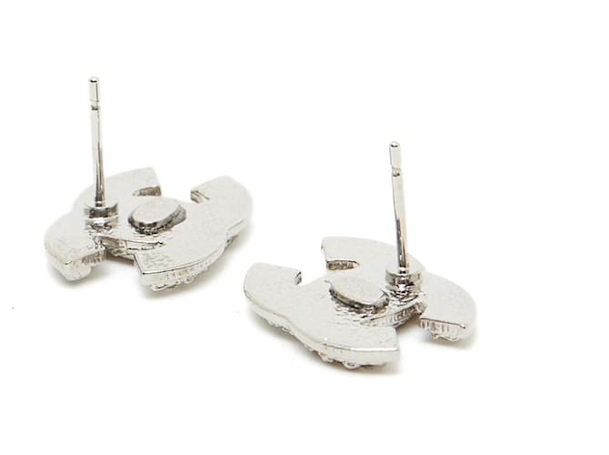 Chanel Strass argento borchia CC medi - vista 3