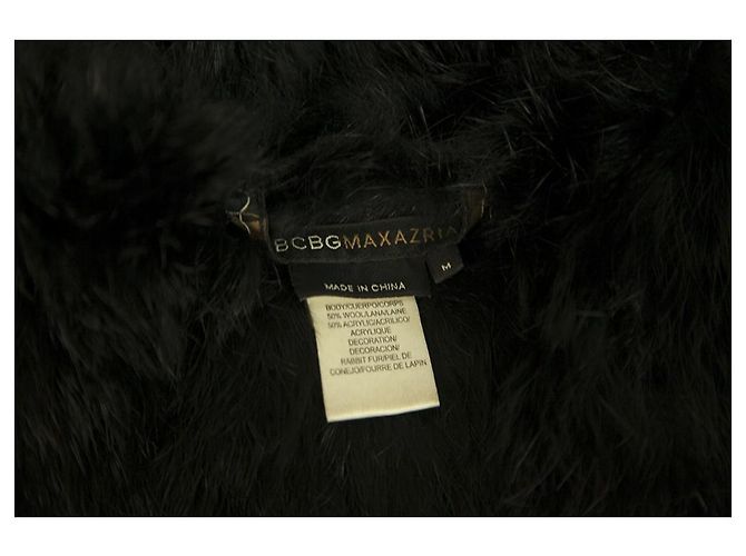 BCBG Max Azria Schwarze Lapin Pelzweste Ärmellose Jacke Gillet Größe M - Ansicht 3
