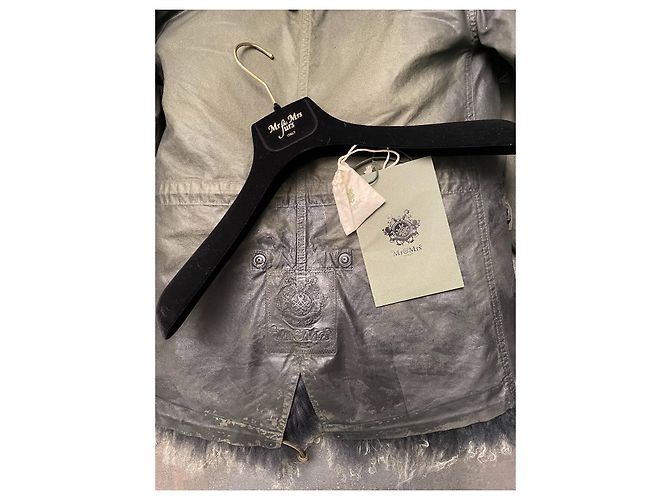 Parka Mr & Mrs Italy de algodón caqui negro con chaleco de piel de cordero Blanco - vista 10