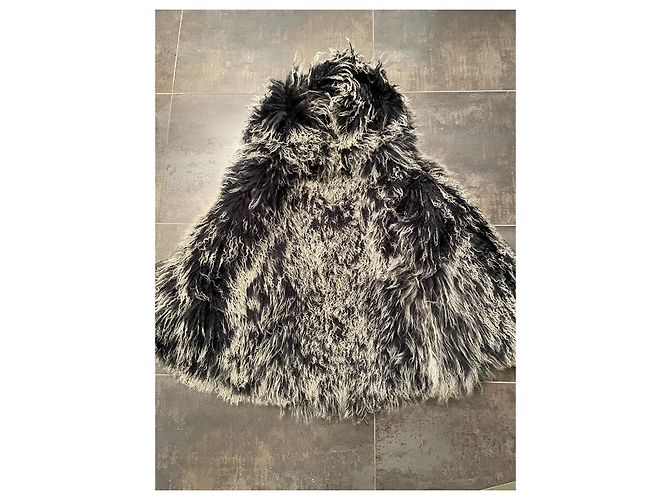 Parka Mr & Mrs Italy de algodón caqui negro con chaleco de piel de cordero Blanco - vista 12