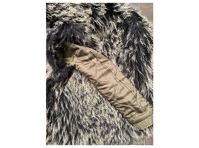 Parka Mr & Mrs Italy de algodón caqui negro con chaleco de piel de cordero Blanco - vista 4