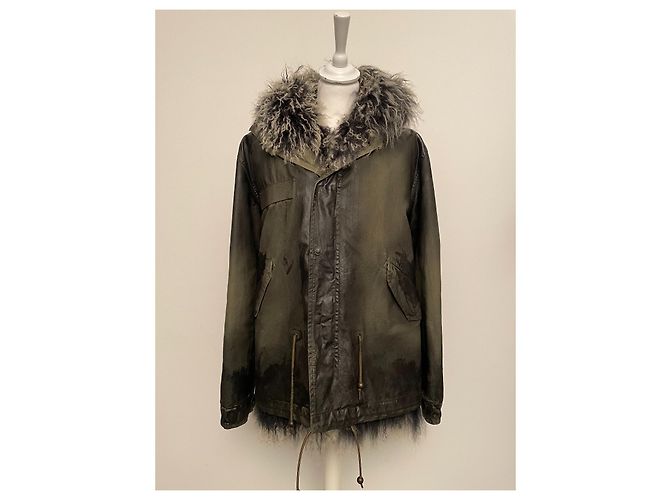 Parka Mr & Mrs Italy de algodón caqui negro con chaleco de piel de cordero Blanco - vista 5