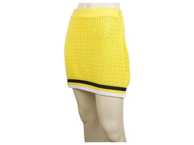 Philipp Plein Minifalda De Algodón De Punto De Ocho Amarillo Cráneo Rayas Negras Y Blancas M - vista 3