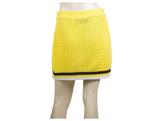 Philipp Plein Minifalda De Algodón De Punto De Ocho Amarillo Cráneo Rayas Negras Y Blancas M - vista 4