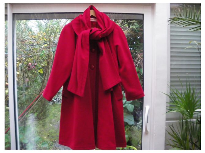 Autre Marque Abrigo de lana rojo con cuello grande Roja - vista 3