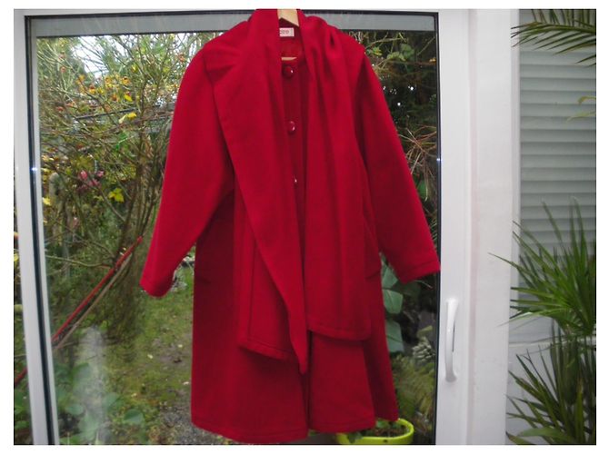 Autre Marque Abrigo de lana rojo con cuello grande Roja - vista 4