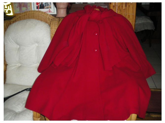 Autre Marque Abrigo de lana rojo con cuello grande Roja - vista 5