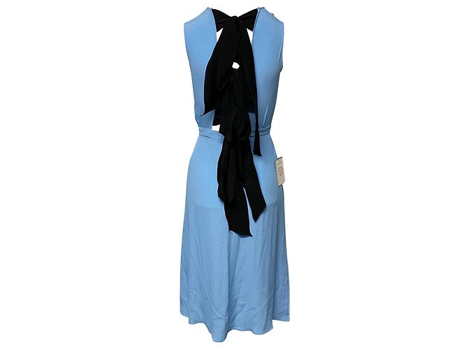 N°21 N °21 Vestido midi con lazo grande en la espalda en acetato azul - vista 2