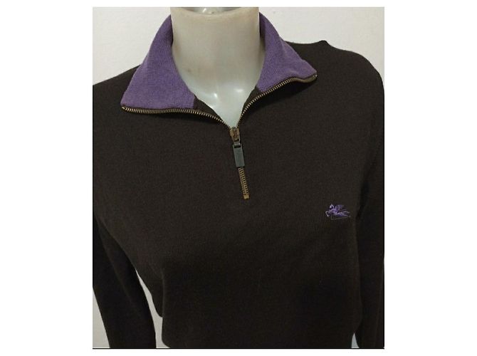 Suéter Etro Merino Lã Castanho escuro Roxo escuro - vista 6