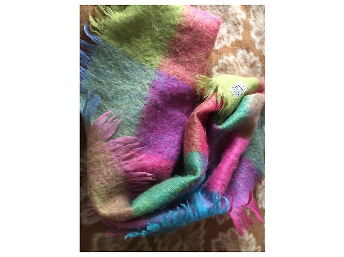 Autre Marque Bunter Mohair Schal Plaid Mehrfarben - Ansicht 4