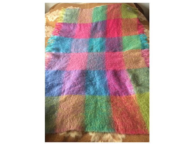 Autre Marque Bunter Mohair Schal Plaid Mehrfarben - Ansicht 6