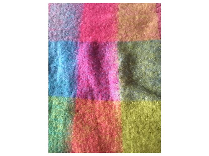 Autre Marque Bunter Mohair Schal Plaid Mehrfarben - Ansicht 8