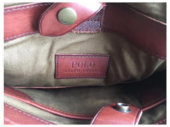 Ralph Lauren Borsa a tracolla in tela / pelle Marrone Cachi - vista 4