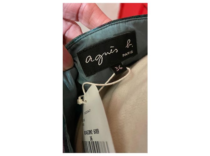 Gonna Agnès b. in velluto di seta e viscosa verde e melanzana Multicolore - vista 3