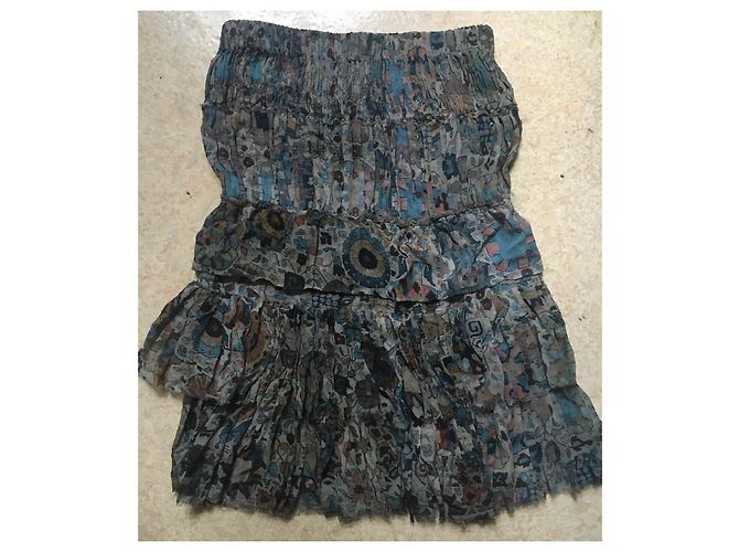 Falda de seda con volantes Isabel Marant Etoile azul claro - vista 7