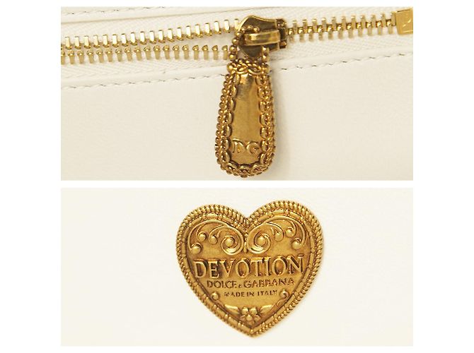 Dolce & Gabbana weiße große Devotion Tasche aus gestepptem Nappaleder - goldenes Herz - Ansicht 15