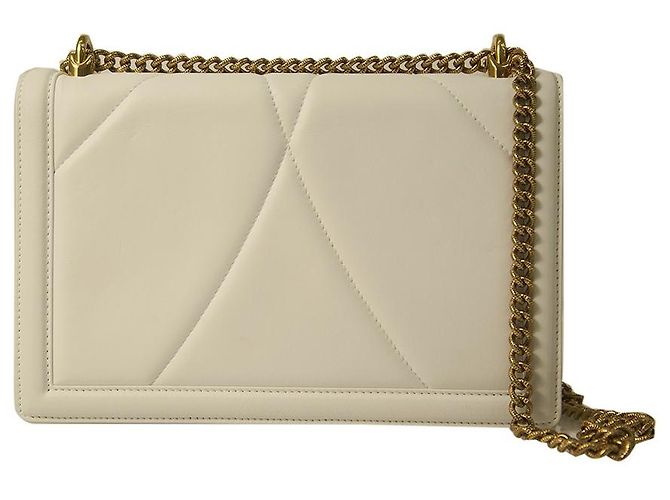 Dolce & Gabbana weiße große Devotion Tasche aus gestepptem Nappaleder - goldenes Herz - Ansicht 2