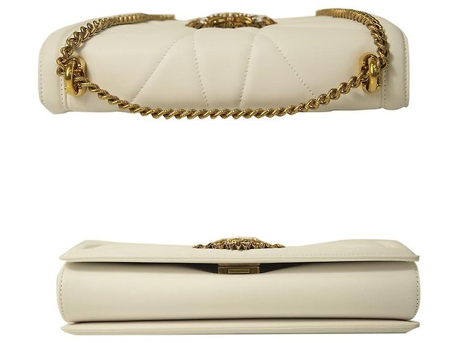 Dolce & Gabbana weiße große Devotion Tasche aus gestepptem Nappaleder - goldenes Herz - Ansicht 3