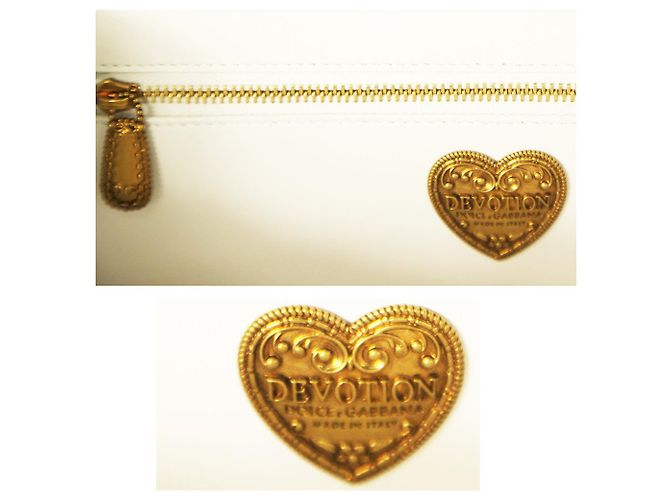 Dolce & Gabbana weiße große Devotion Tasche aus gestepptem Nappaleder - goldenes Herz - Ansicht 7