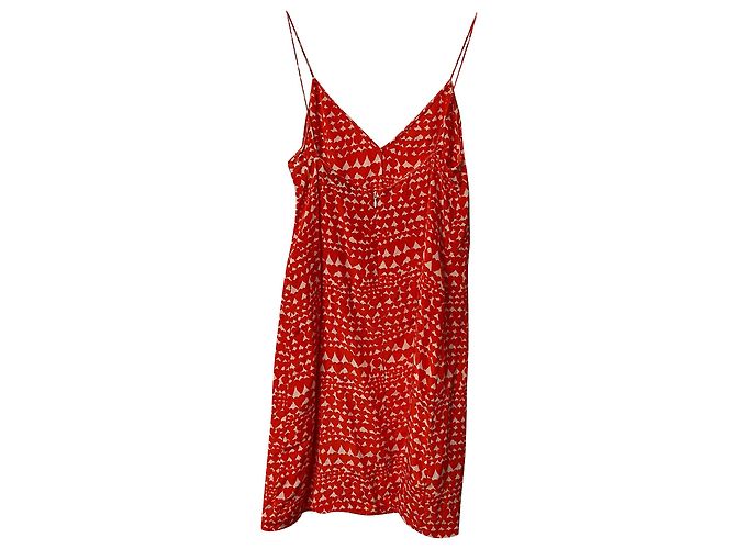 Stella Mc Cartney Stella Mccartney Abito sottoveste con stampa cuori in seta rossa Rosso - vista 4