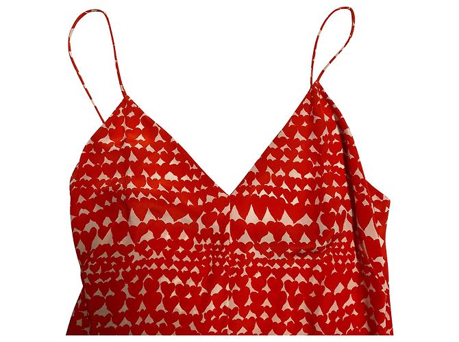 Stella Mc Cartney Stella Mccartney Abito sottoveste con stampa cuori in seta rossa Rosso - vista 5