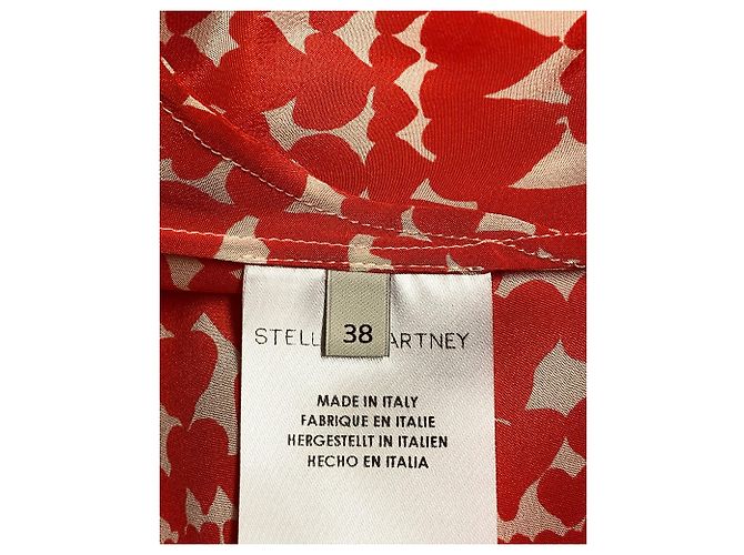 Stella Mc Cartney Stella Mccartney Abito sottoveste con stampa cuori in seta rossa Rosso - vista 6