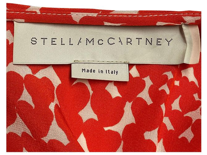 Stella Mc Cartney Stella Mccartney Abito sottoveste con stampa cuori in seta rossa Rosso - vista 7