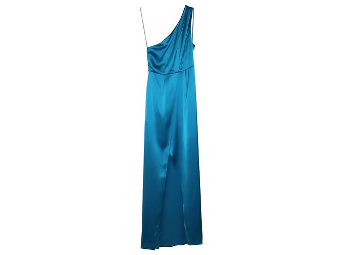 Abito da sera monospalla Zac Posen in triacetato blu - vista 3
