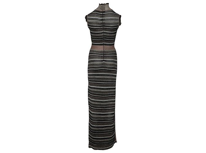 Herve Leger Maxikleid mit Stehkragen aus Metallic-Polyester Metallisch - Ansicht 2