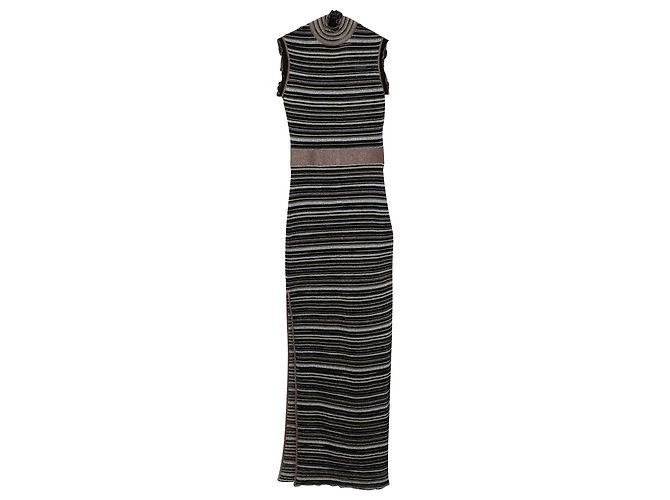 Herve Leger Maxikleid mit Stehkragen aus Metallic-Polyester Metallisch - Ansicht 3